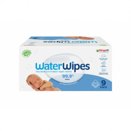 WaterWipes® βιοδιασπώμενα μωρομάντηλα 9 πακέτα 60 τεμαχίων
