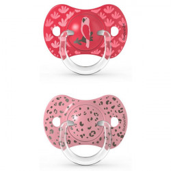 Suavinex πιπίλες Anatomical Jungle Pink 18Μ+, σετ των 2