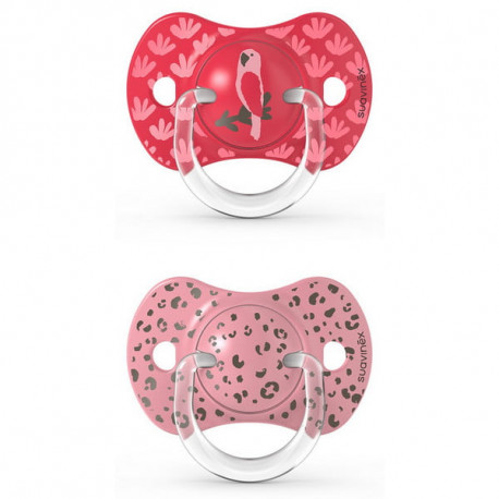 Suavinex πιπίλες Anatomical Jungle Pink 18Μ+, σετ των 2