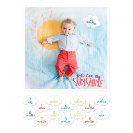 Κουβέρτα φωτογράφισης και κάρτες Milestones Lulujo baby You are my Sunshine
