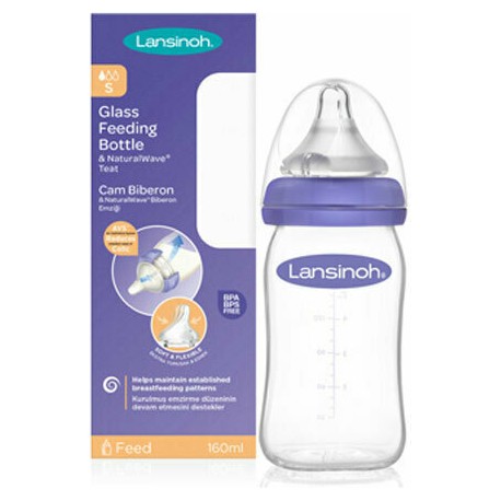 Lansinoh μπιμπερό 160 ml με θηλή NaturalWave® αργής ροής 0M+