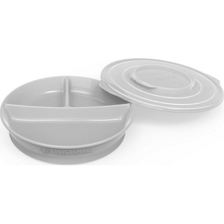 Twistshake Πιάτο αντιολισθητικό με χωρίσματα Pastel Grey 6m+