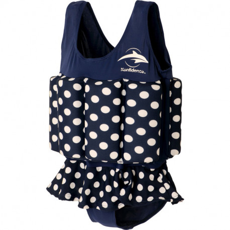 Σωσίβιο - ολόσωμο μαγιό Konfidence™ Floatsuit Navy Polka Dot 1-2 ετών