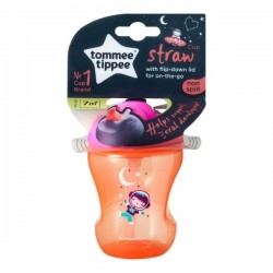 Tommee Tippee Εκπαιδευτικό κύπελλο με καλαμάκι Ecomm Train Straw cup Girl 230 ml