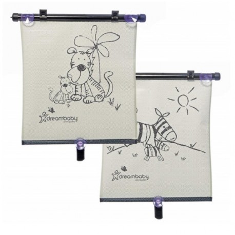 Dreambaby® ρυθμιζόμενα σκίαστρα παραθύρων αυτοκινήτου Zebras & Tigers σετ των 2