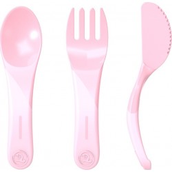 Twistshake Σετ κουτάλι-μαχαίρι-πιρούνι Pastel Pink 6m+