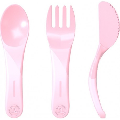 Twistshake Σετ κουτάλι-μαχαίρι-πιρούνι Pastel Pink 6m+
