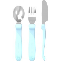 Twistshake Ανοξείδωτο σετ κουτάλι-μαχαίρι-πιρούνι Pastel Blue 12m+