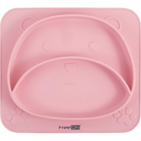 FreeON Πιάτο σιλικόνης Teddy bear Pink