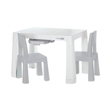 Πλαστικό παιδικό τραπεζάκι με 2 καρέκλες FreeOn Neo White/Grey