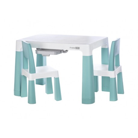 Πλαστικό παιδικό τραπεζάκι με 2 καρέκλες FreeOn Neo White/Mint