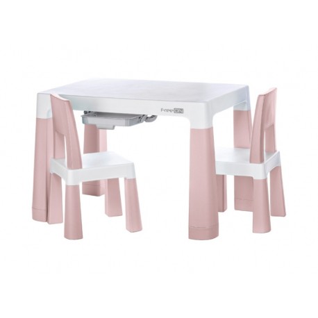Πλαστικό παιδικό τραπεζάκι με 2 καρέκλες FreeOn Neo White/Pink