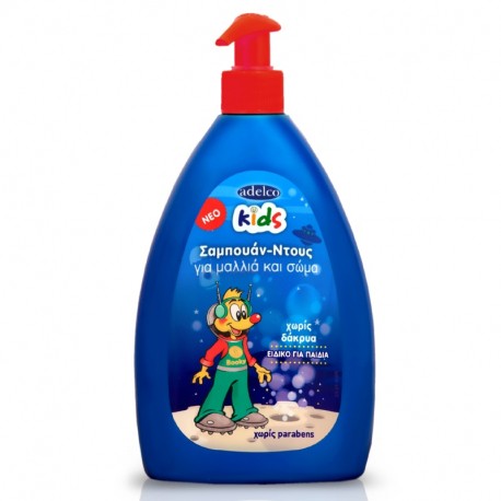 Adelco kids σαμπουάν - ντους για μαλλιά και σώμα 500 ml