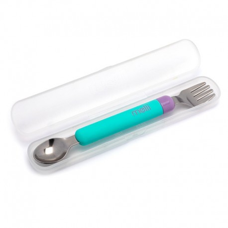Melii Σετ κουτάλι και πιρούνι Spork On the Go 2 σε 1 με θήκη
