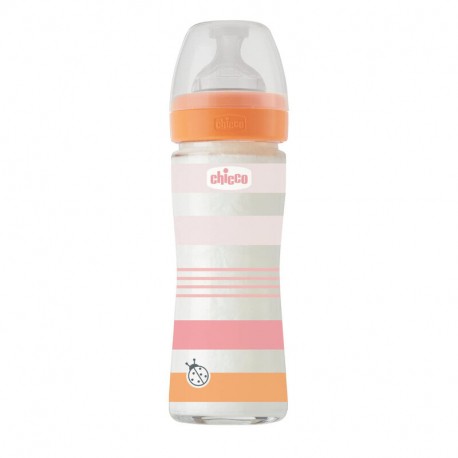 Chicco Γυάλινο μπιμπερό Well Being Girl 240 ml 0m+ (1τμχ)