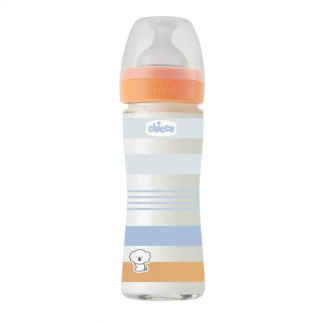 Chicco Γυάλινο μπιμπερό Well Being Boy 240 ml 0m+ (1τμχ)
