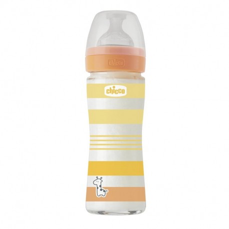 Chicco Γυάλινο μπιμπερό Well Being Unisex 240 ml 0m+ (1τμχ)
