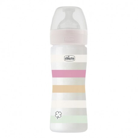 Chicco Πλαστικό μπιμπερό Well Being Girl 250 ml 2m+ (1τμχ)