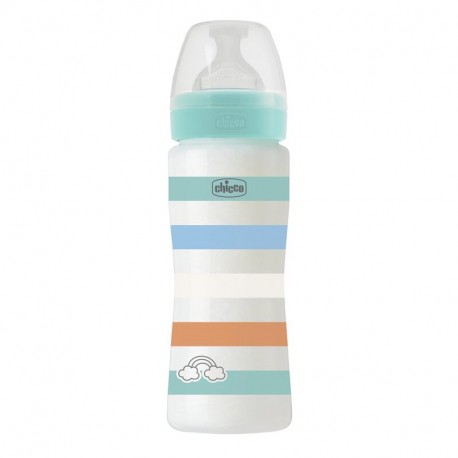 Chicco Πλαστικό μπιμπερό Well Being Boy 330 ml 4m+ (1τμχ)