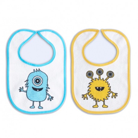 Σαλιάρες πετσετέ αδιάβροχες με velcro X-Τreme Baby Yellow/Blue σετ των 2