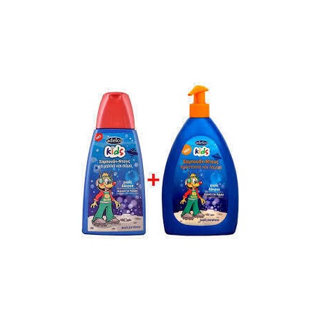 Adelco kids Σαμπουάν-ντους για μαλλιά και σώμα 500ml + Δώρο σαμπουάν-ντους 300ml