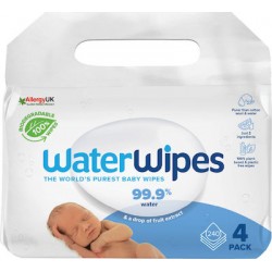 WaterWipes® βιοδιασπώμενα μωρομάντηλα 4 πακέτα 60 τεμαχίων
