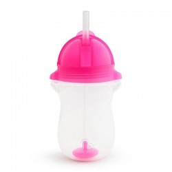 Παιδικό ποτήρι με καλαμάκι Munchkin Tip & Sip Tall 296ml Ροζ