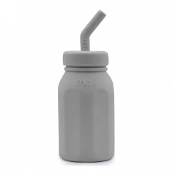 Μπουκάλι σιλικόνης με καλαμάκι Melii 230ml Γκρι