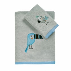 Σετ πετσέτες 2τμχ Das® Baby Fun Embroidery Γκρι-Μπλε