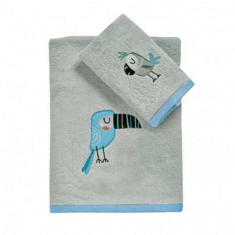 Σετ πετσέτες 2τμχ Das® Baby Fun Embroidery Γκρι-Μπλε