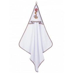 Κάπα Μπουρνούζι Greenwich Polo Club® Baby Essential White-Coffee Brown