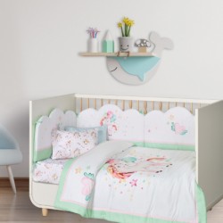 Πάπλωμα κούνιας Das® Baby Fun Πράσινο-Λευκό-Ροζ