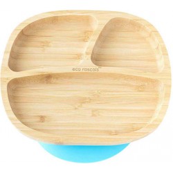 Πιάτο μπαμπού με 3 χωρίσματα Eco Rascals Rectangle Blue