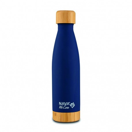Θερμός - μπουκάλι ανοξείδωτο bamboo Nava® We Care Μπλε σκούρο 500ml