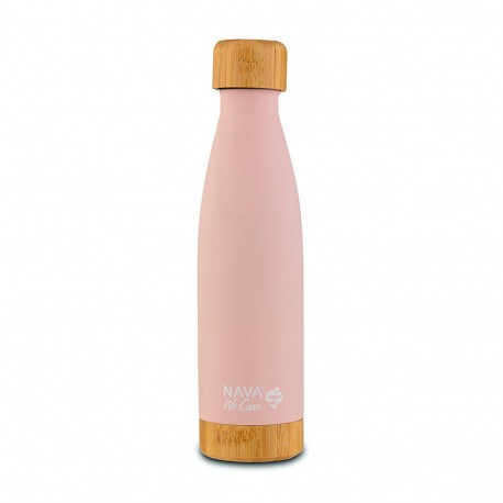 Θερμός - μπουκάλι ανοξείδωτο bamboo Nava® We Care Ροζ 500ml