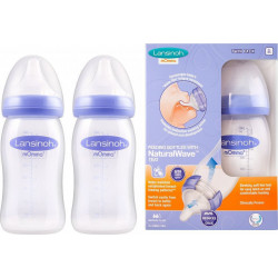 Lansinoh μπιμπερό 240 ml με θηλή Natural Wave™ μεσαίας ροής 3M+ σετ των 2