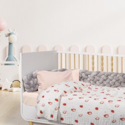 Κουβέρτα μουσελίνα κούνιας Das® Baby Relax Λευκό-Κόκκινο
