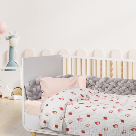 Κουβέρτα μουσελίνα κούνιας Das® Baby Relax Λευκό-Κόκκινο