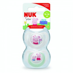Πιπίλες Nuk® Star Peppa Pig μέγεθος 3 (18-36M) με θήκη, σετ των 2