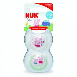 Πιπίλες Nuk® Star Peppa Pig μέγεθος 2 (6-18M) με θήκη, σετ των 2