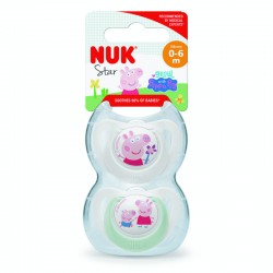 Πιπίλες Nuk® Star Peppa Pig μέγεθος 1 (0-6M) με θήκη, σετ των 2