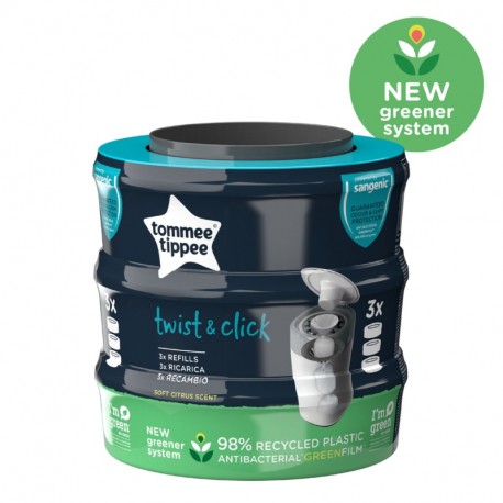Tommee tippee® 3 ανταλλακτικές κασέτες με σακούλες κάδου απόρριψης Twist & Click