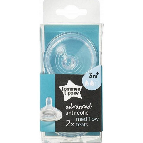 Tommee tippee θηλές Advanced Anti-Colic μέτριας ροής 3Μ+, σετ των 2