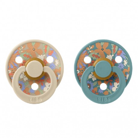 Πιπίλες Bibs® x Liberty June Blossom Vanilla/Hush Στρογγυλή No1, σετ των 2