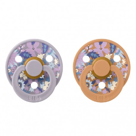 Πιπίλες Bibs® x Liberty June Blossom Pumpkin Στρογγυλή No2, σετ των 2