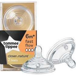 Tommee tippee θηλές Closer to nature μεγάλης ροής 6Μ+, σετ των 2