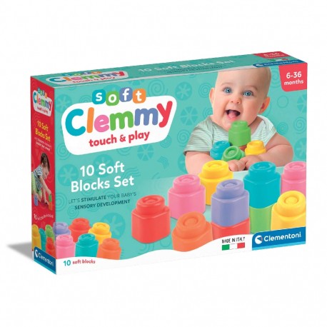 Σετ 10 μαλακά τουβλάκια Baby Clementoni® Soft Clemmy touch & play