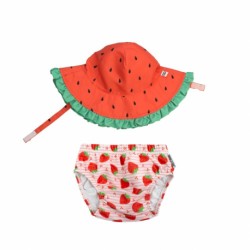Σετ πάνα - μαγιό και καπέλο Zoocchini™ Strawberry Delight 6-12 μηνών
