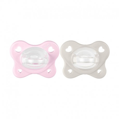 Πιπίλες Chicco όλο σιλικόνη PhysioForma® Dual Soft Ροζ 2-6m, σετ των 2