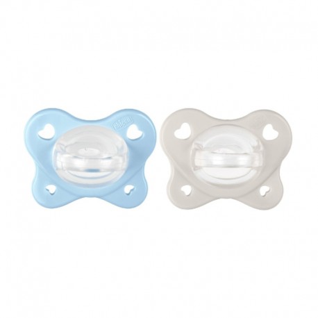Πιπίλες Chicco όλο σιλικόνη PhysioForma® Dual Soft Σιέλ 2-6m, σετ των 2